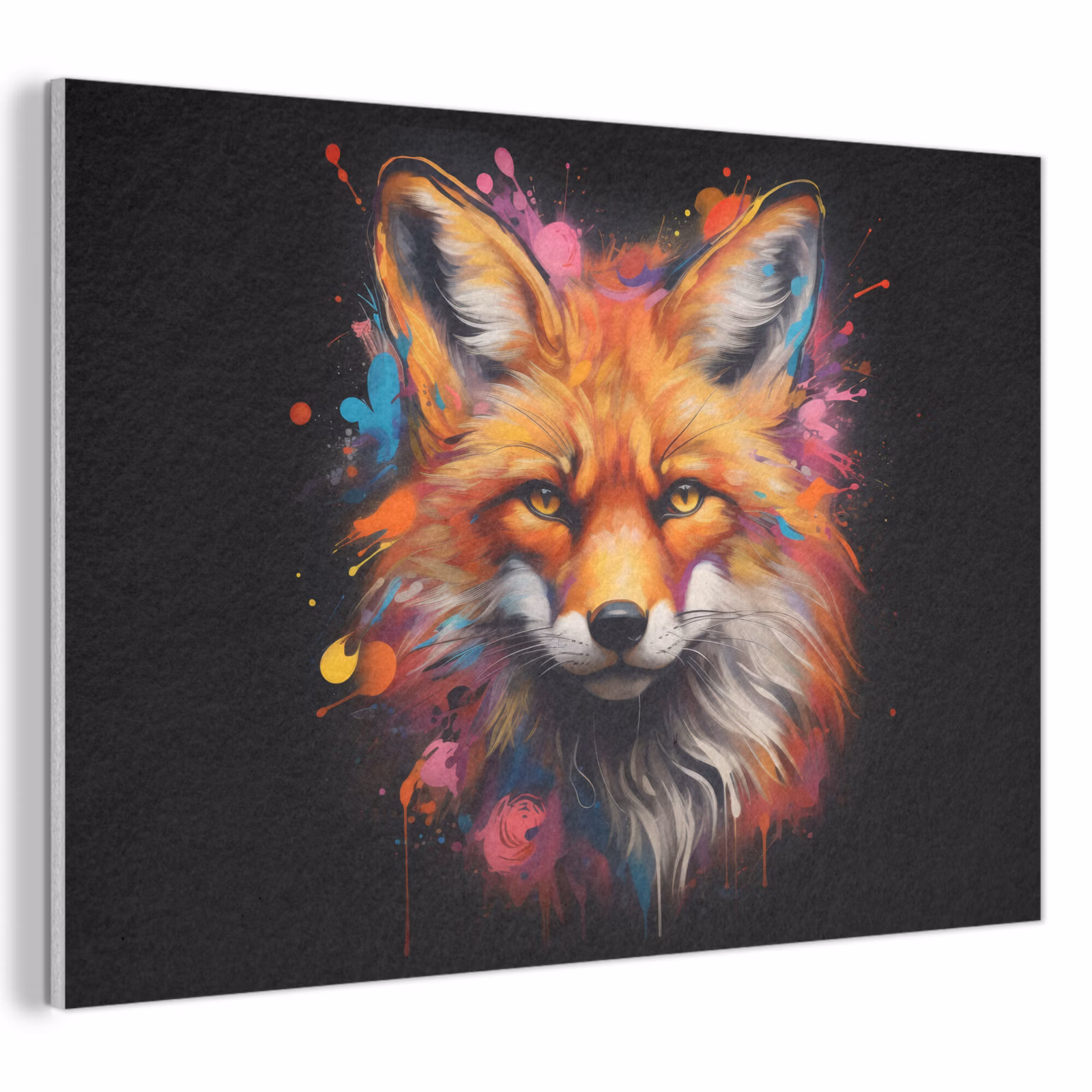 Akoestisch schilderij - Graffiti - Vos - Zwart - Pop art — 1