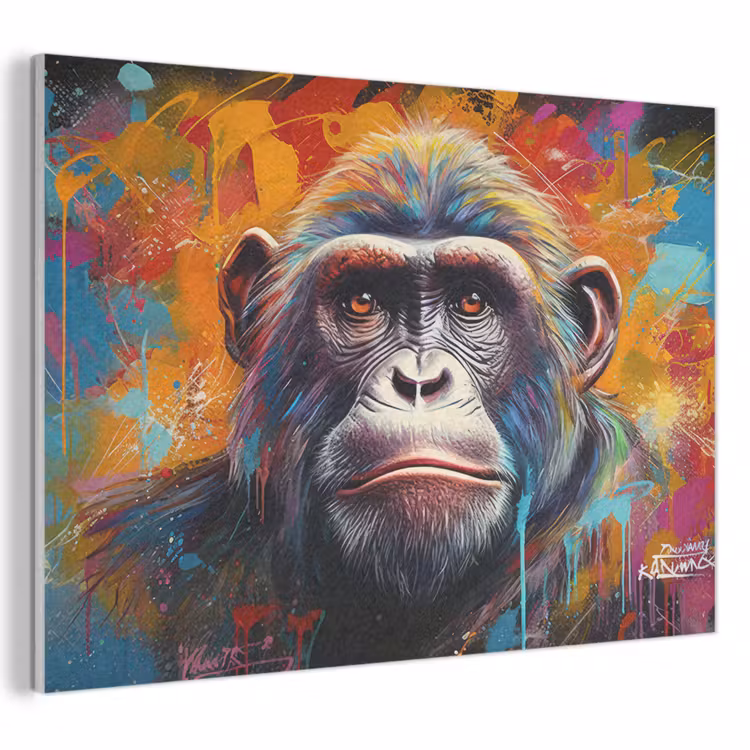 Akoestisch schilderij - Aap - Gorilla - Graffiti - Dieren - Kleuren — 1