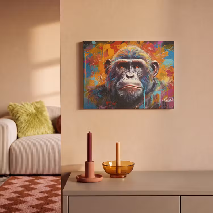 Akoestisch schilderij - Aap - Gorilla - Graffiti - Dieren - Kleuren — 2