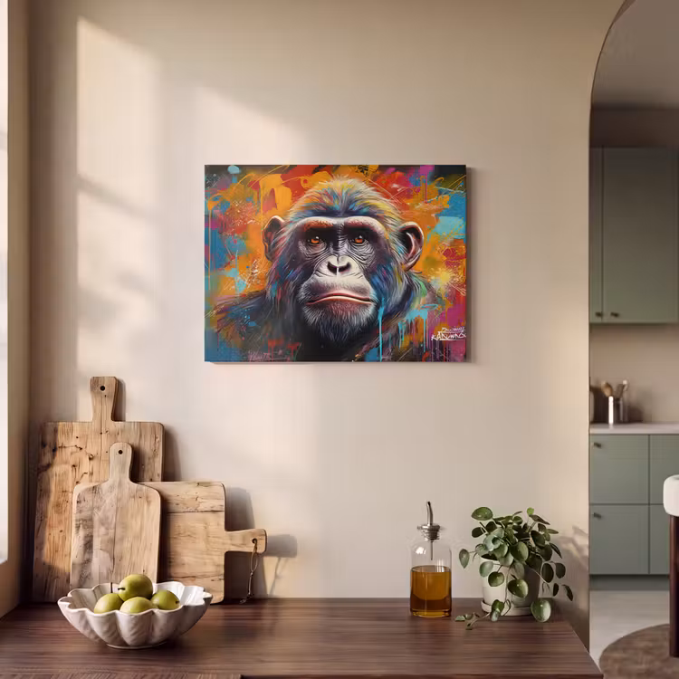 Akoestisch schilderij - Aap - Gorilla - Graffiti - Dieren - Kleuren — 3