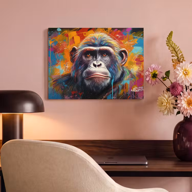 Akoestisch schilderij - Aap - Gorilla - Graffiti - Dieren - Kleuren — 4