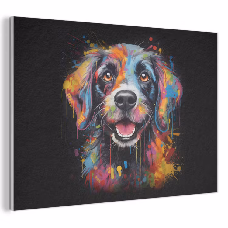 Akoestisch schilderij - Graffiti - Hond - Zwart - Kleuren — 1