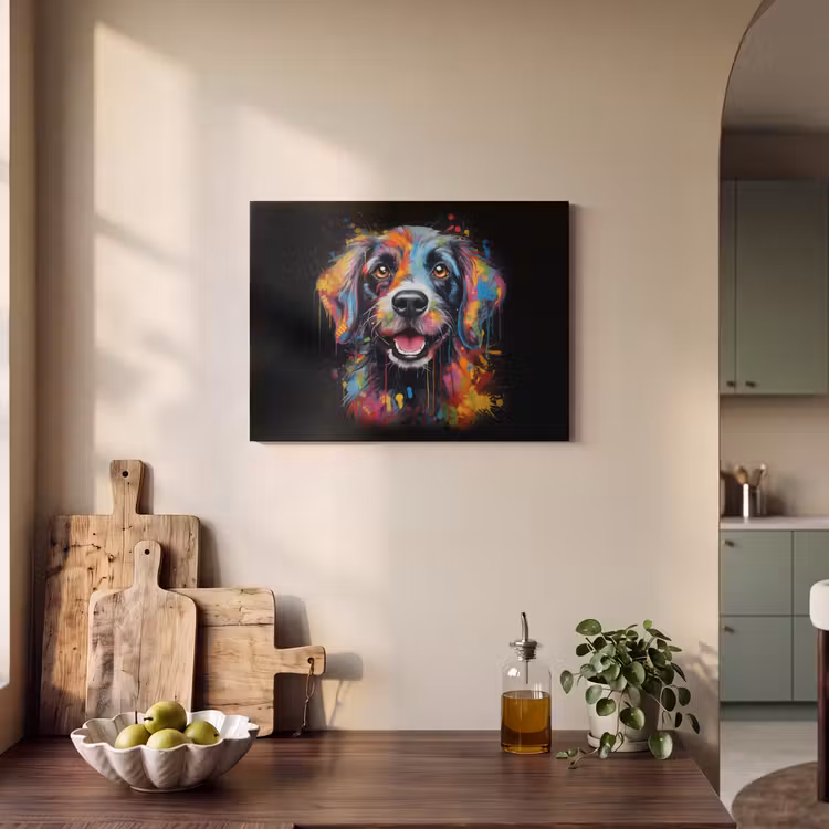 Akoestisch schilderij - Graffiti - Hond - Zwart - Kleuren — 3