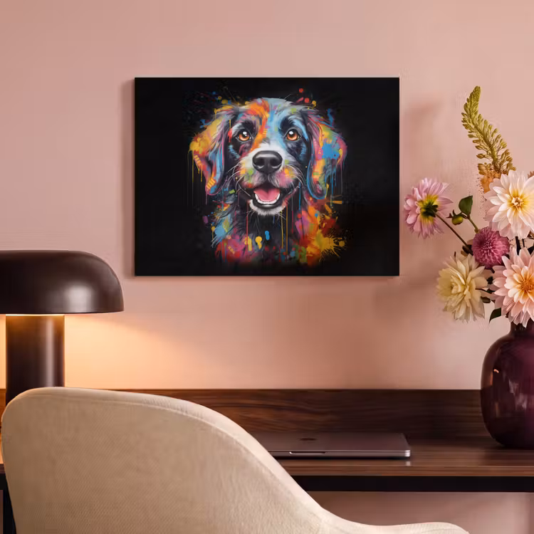 Akoestisch schilderij - Graffiti - Hond - Zwart - Kleuren — 4