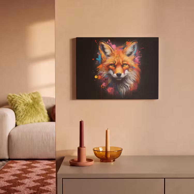 Akoestisch schilderij - Graffiti - Vos - Zwart - Pop art — 2