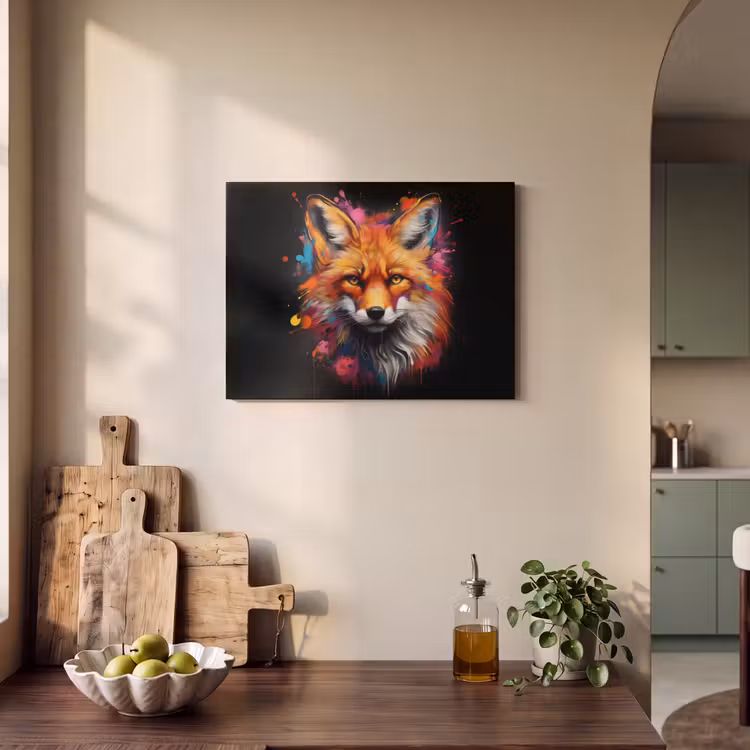 Akoestisch schilderij - Graffiti - Vos - Zwart - Pop art — 3