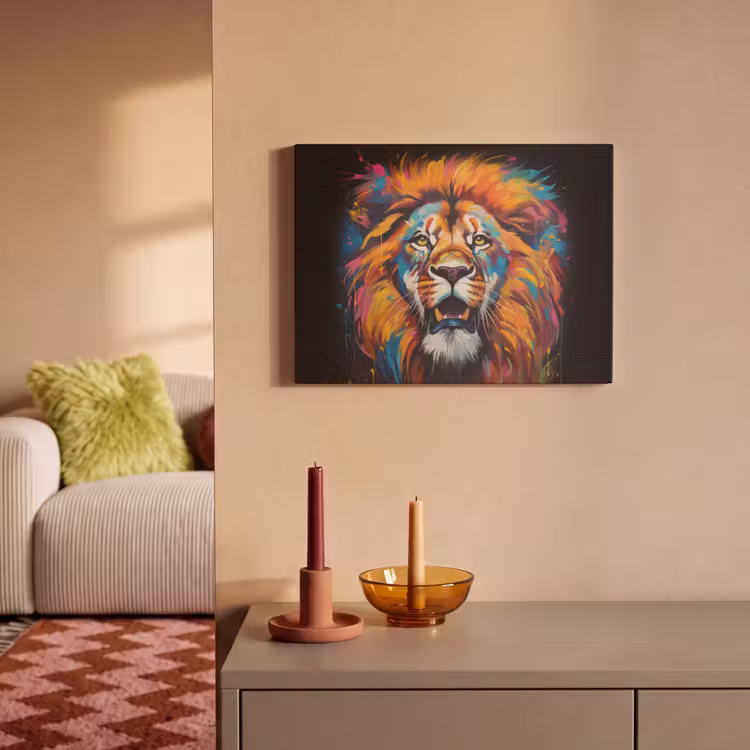 Akoestisch schilderij - Leeuw - Graffiti - Dieren - Zwart — 2