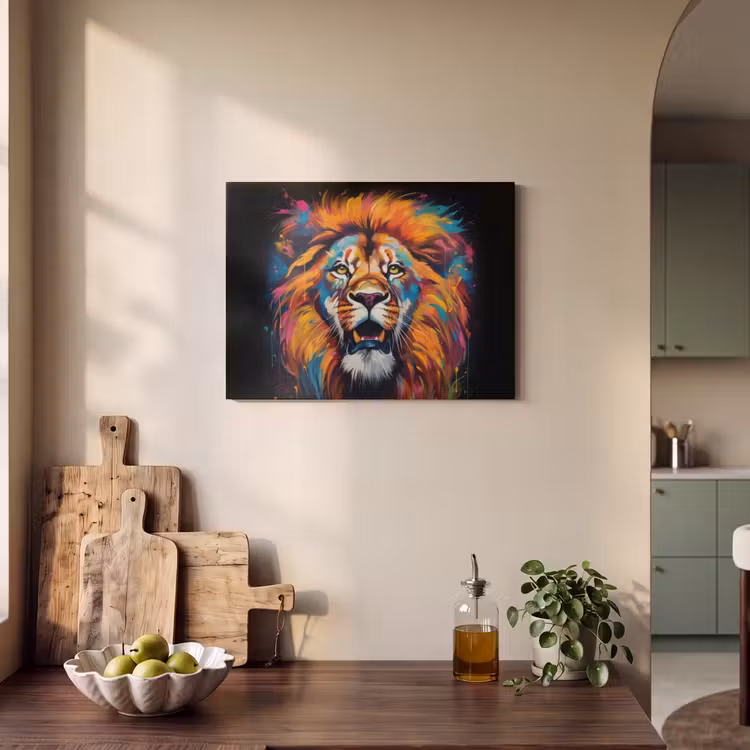 Akoestisch schilderij - Leeuw - Graffiti - Dieren - Zwart — 3