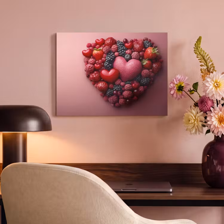Akoestisch schilderij - Fruit - Hartjes - Aardbeien - Frambozen - Bosbessen — 4