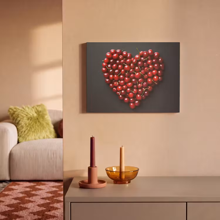 Akoestisch schilderij - Kersen - Hart - Rood - Zwart — 2