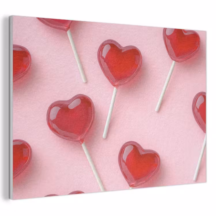 Akoestisch schilderij - Lollies - Hartjes - Roze — 1