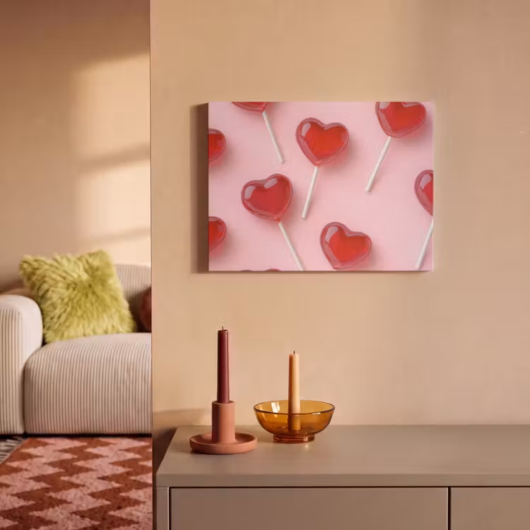 Akoestisch schilderij - Lollies - Hartjes - Roze — 2