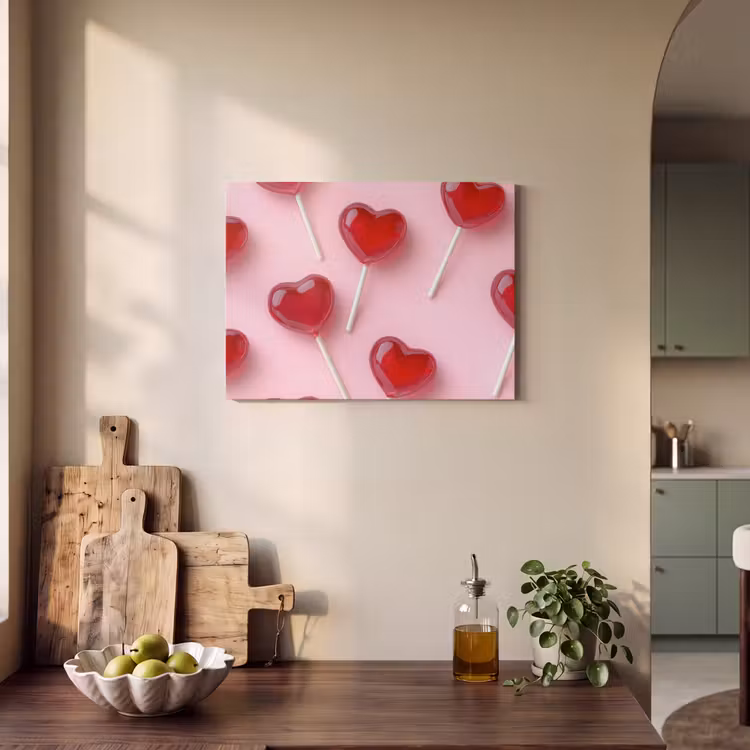 Akoestisch schilderij - Lollies - Hartjes - Roze — 3