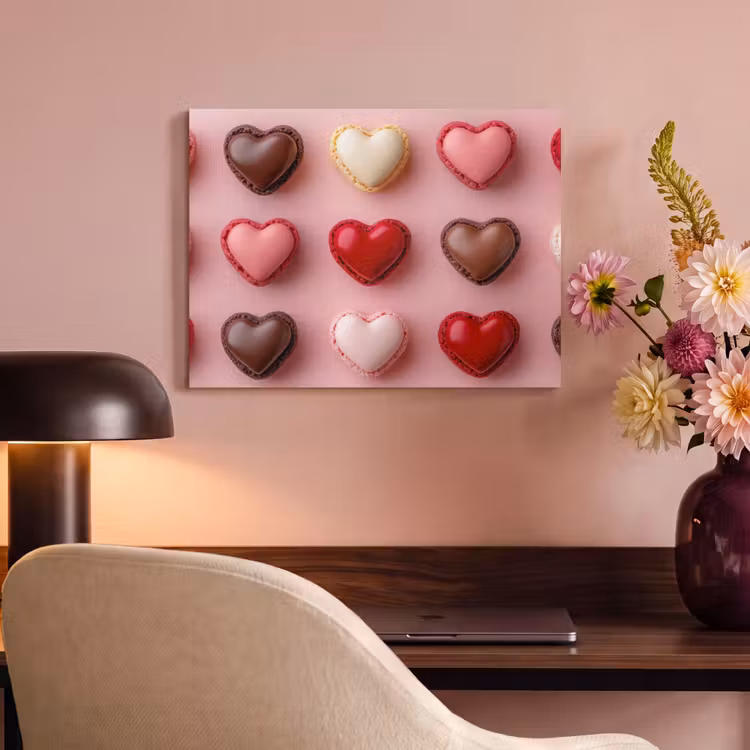Akoestisch schilderij - Macarons - Hartjes - Kleurrijk - Roze — 4