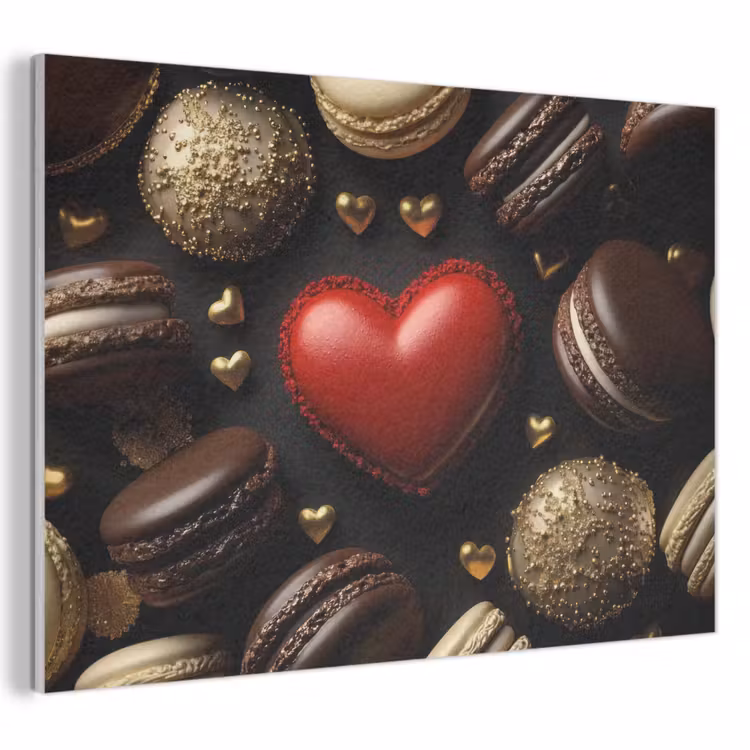 Akoestisch schilderij - Macarons - Rood - Hart — 1