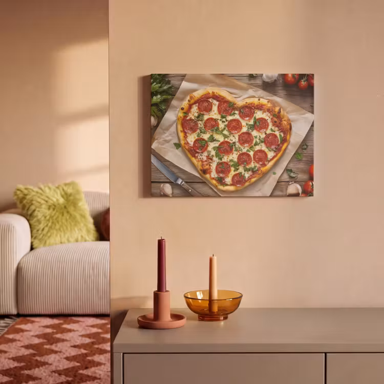Akoestisch schilderij - Pizza - Hart - Pepperoni - Tomaat — 2
