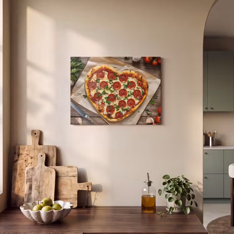 Akoestisch schilderij - Pizza - Hart - Pepperoni - Tomaat — 3