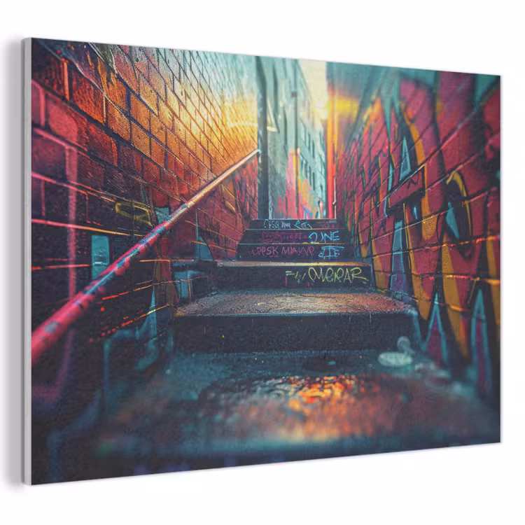 Akoestisch schilderij - Architectuur - Neon - Trap - Graffiti — 1