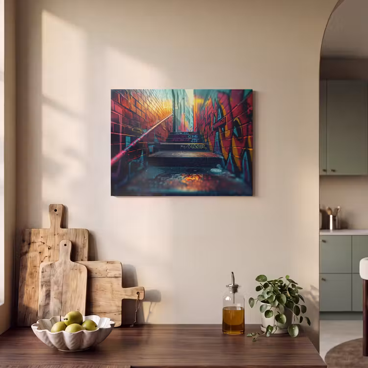 Akoestisch schilderij - Architectuur - Neon - Trap - Graffiti — 3