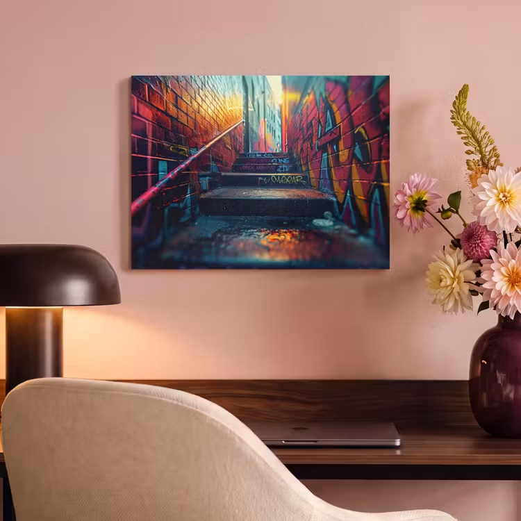 Akoestisch schilderij - Architectuur - Neon - Trap - Graffiti — 4