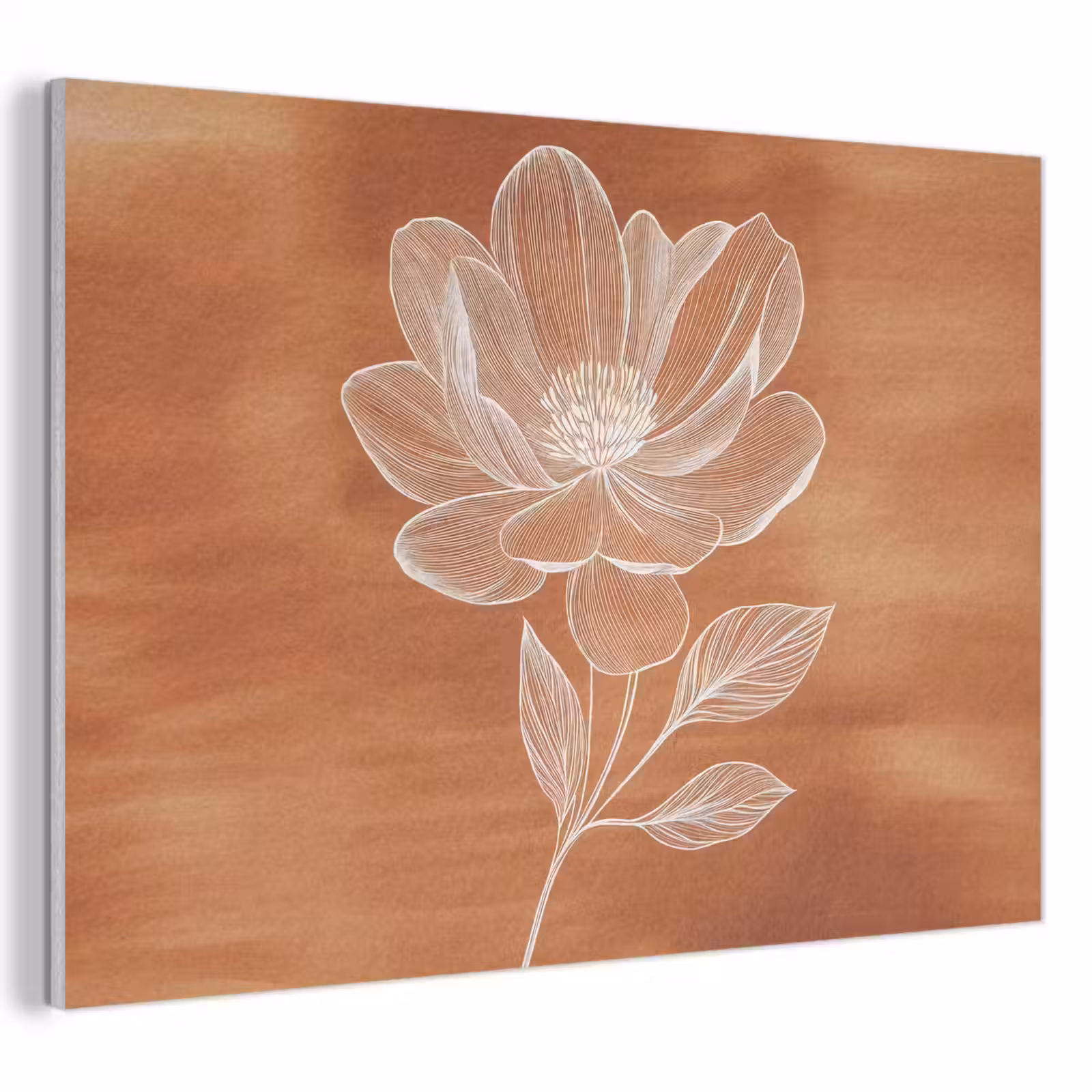 Akoestisch schilderij - Bloem - Minimalistisch - Wit — 1