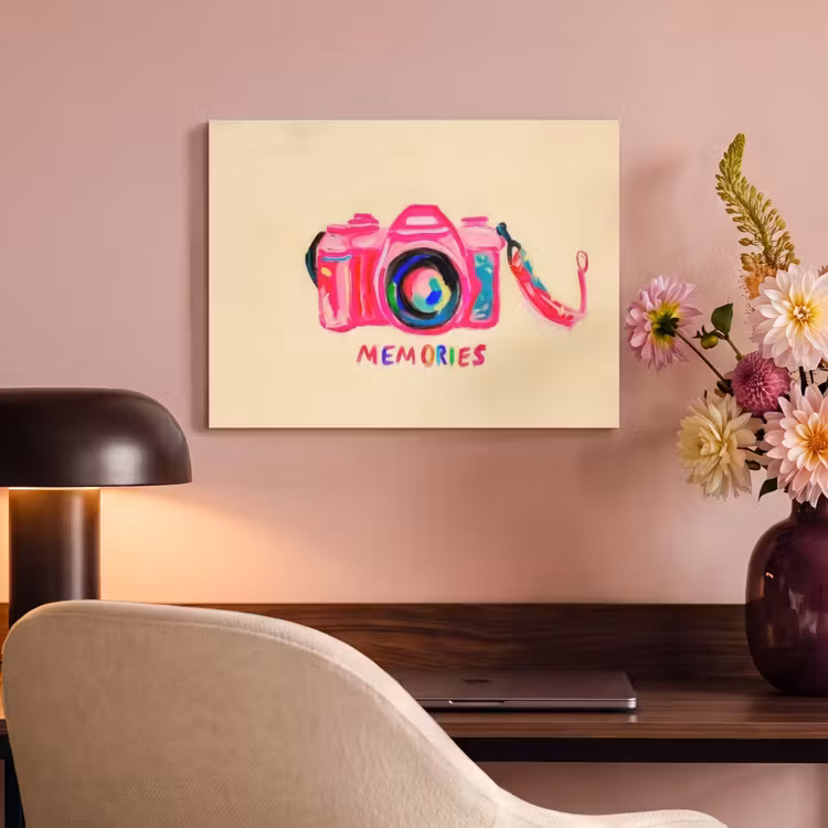 Akoestisch schilderij - Camera - Memories - Roze - Geschilderd — 4