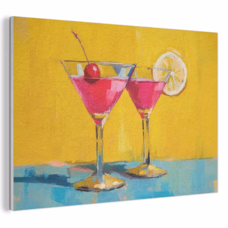 Akoestisch schilderij - Glazen - Cocktail - Citroen - Kers — 1