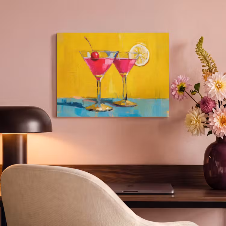 Akoestisch schilderij - Glazen - Cocktail - Citroen - Kers — 4