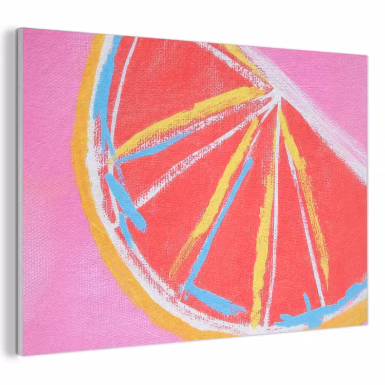 Akoestisch schilderij - Grapefruit - Geschilderd - Roze - Strepen — 1