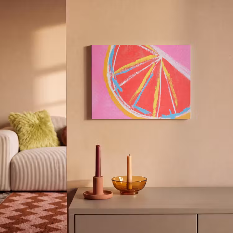 Akoestisch schilderij - Grapefruit - Geschilderd - Roze - Strepen — 2