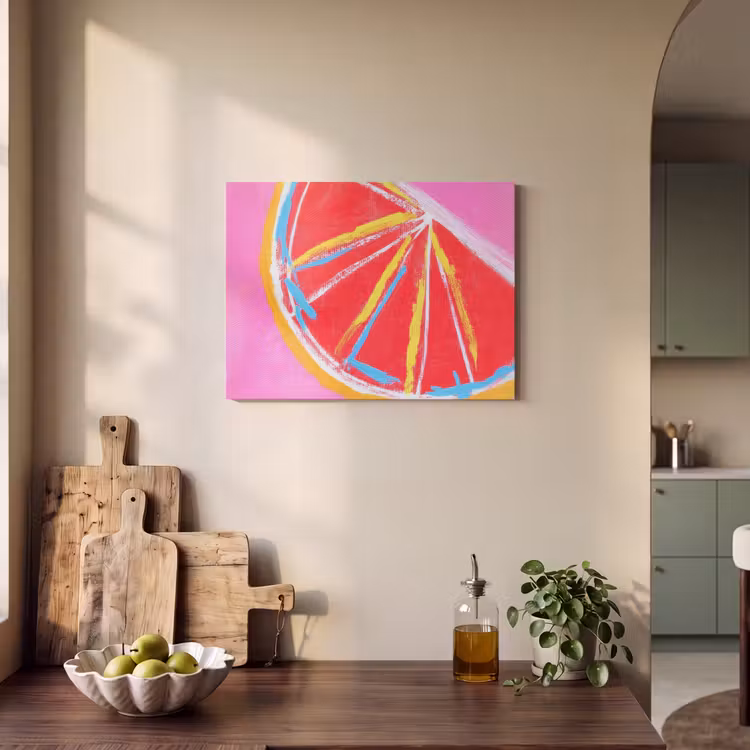Akoestisch schilderij - Grapefruit - Geschilderd - Roze - Strepen — 3