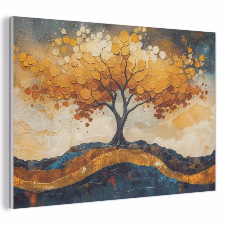 Akoestisch schilderij - Boom - Natuur - Goud - Modern — 1