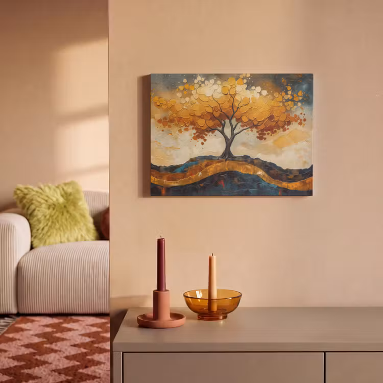 Akoestisch schilderij - Boom - Natuur - Goud - Modern — 2