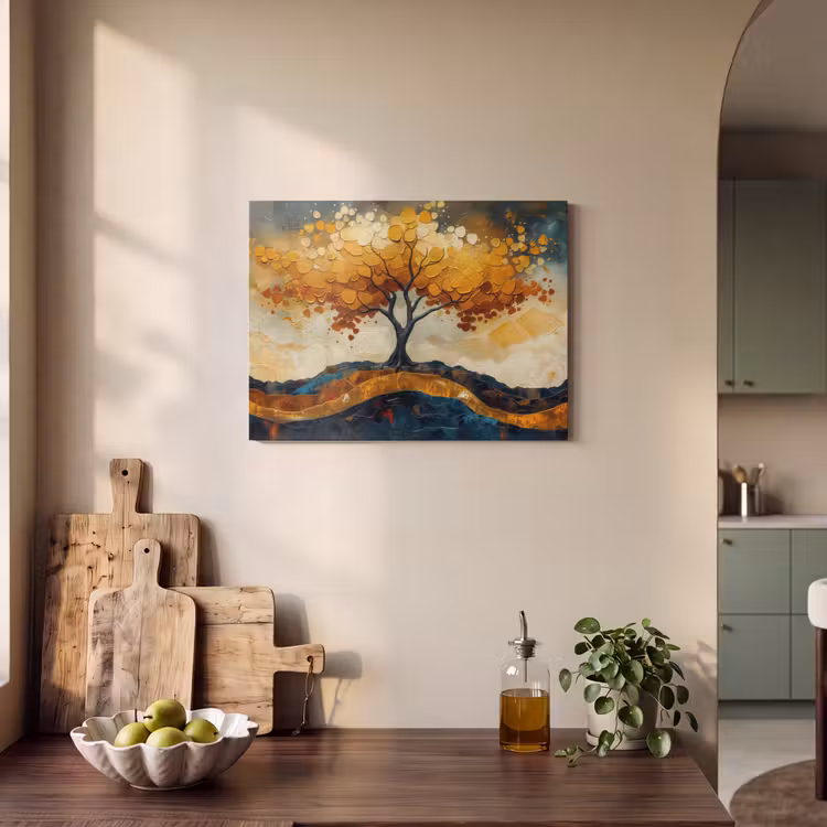 Akoestisch schilderij - Boom - Natuur - Goud - Modern — 3