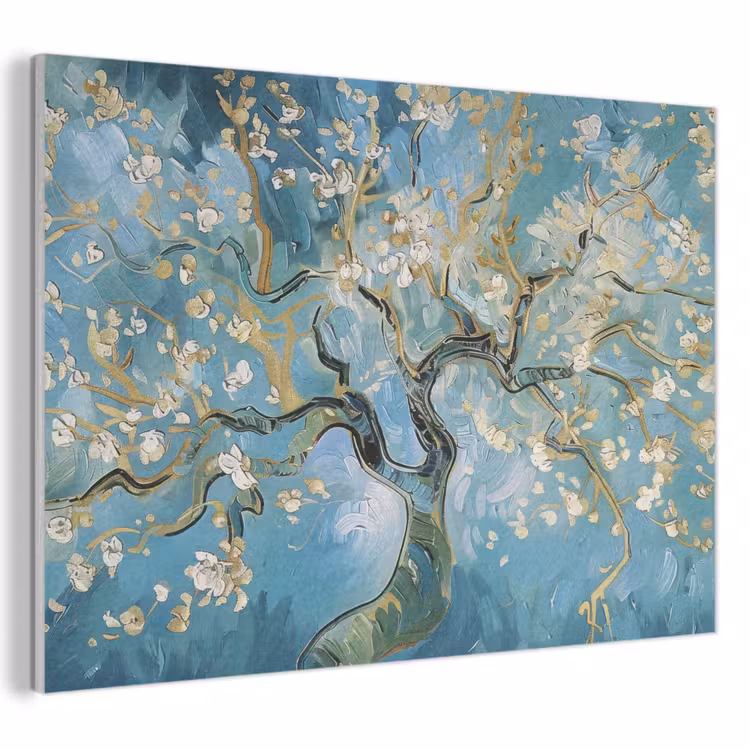 Akoestisch schilderij - Amandelbloesem boom - Blauw - Abstract — 1
