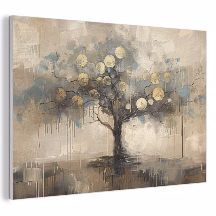 Akoestisch schilderij - Beige - Abstract - Boom - Goud — 1