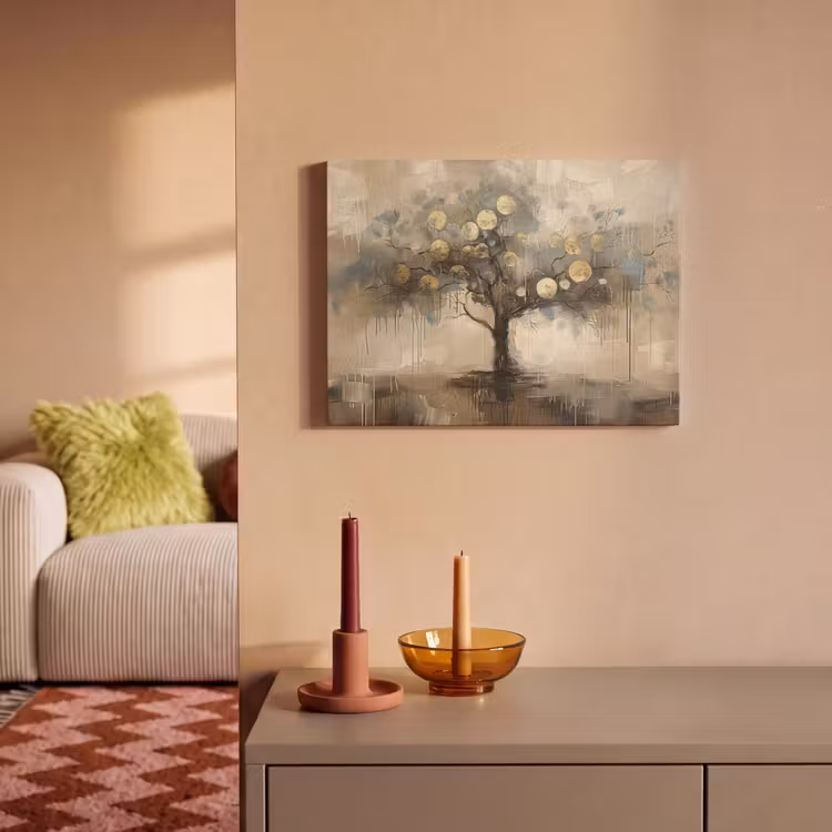 Akoestisch schilderij - Beige - Abstract - Boom - Goud — 2
