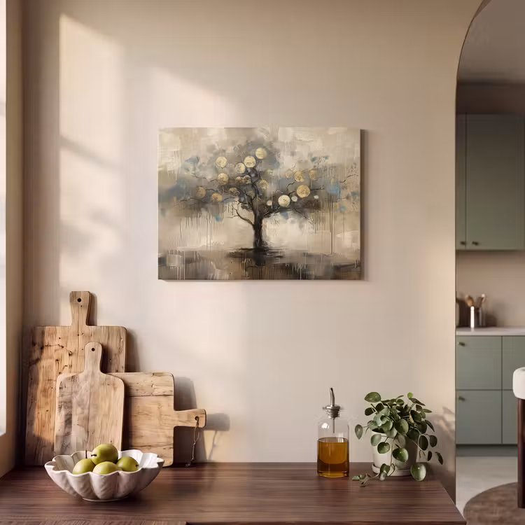 Akoestisch schilderij - Beige - Abstract - Boom - Goud — 3