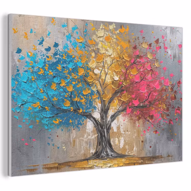 Akoestisch schilderij - Boom - Kleurrijk - Grijs - Modern — 1