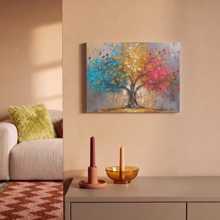 Akoestisch schilderij - Boom - Kleurrijk - Grijs - Modern — 2