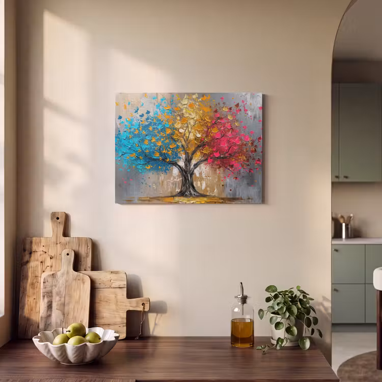 Akoestisch schilderij - Boom - Kleurrijk - Grijs - Modern — 3