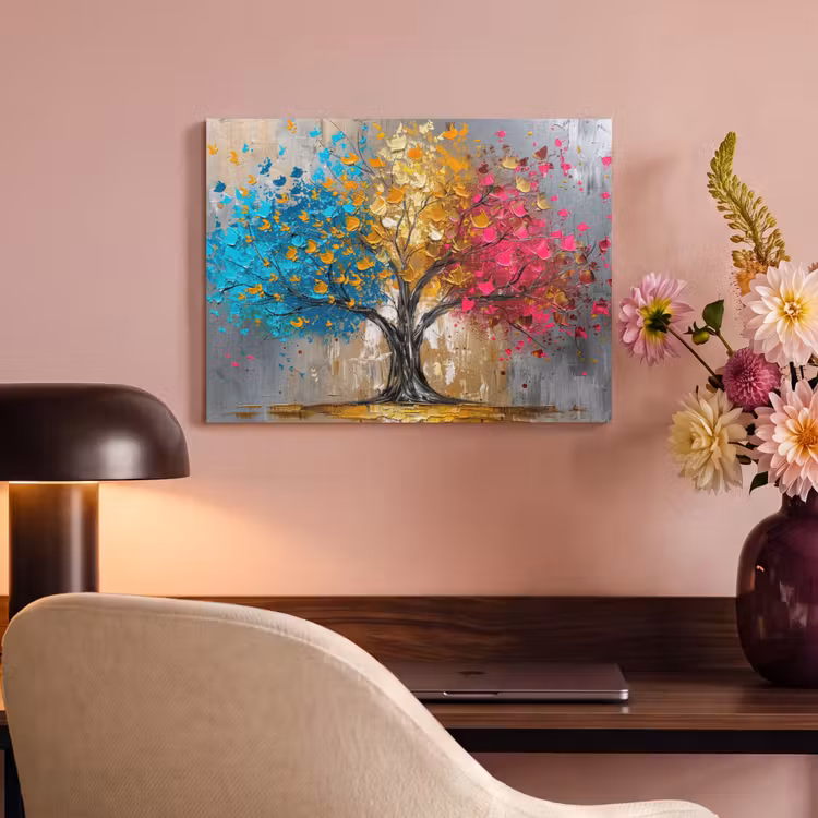Akoestisch schilderij - Boom - Kleurrijk - Grijs - Modern — 4