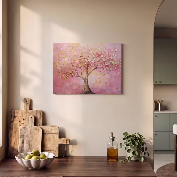 Akoestisch schilderij - Boom - Roze - Goud - Modern — 3