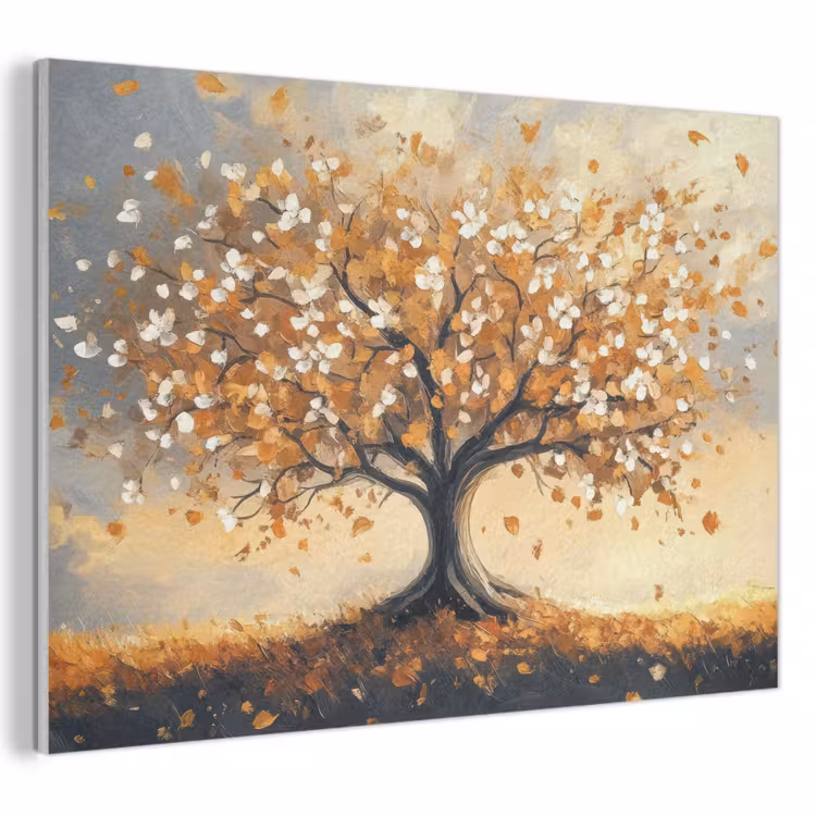Akoestisch schilderij - Herfst - Boom - Oranje - Bladeren - Levensboom - Abstract — 1