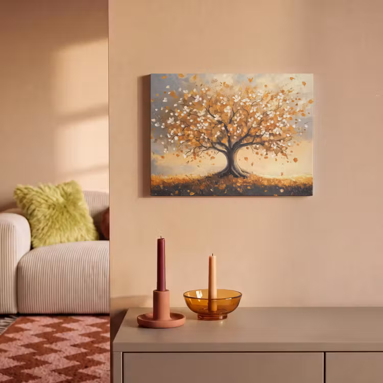 Akoestisch schilderij - Herfst - Boom - Oranje - Bladeren - Levensboom - Abstract — 2
