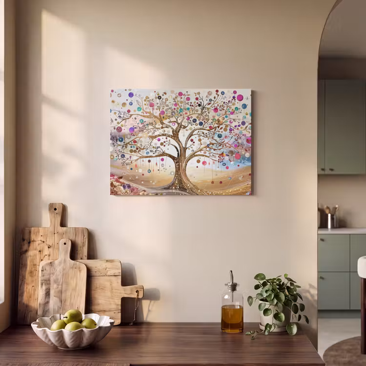 Akoestisch schilderij - Levensboom - Goud - Kleurrijk - Abstract - Aesthetic — 3