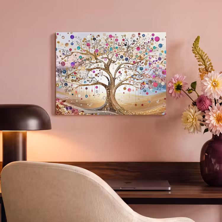 Akoestisch schilderij - Levensboom - Goud - Kleurrijk - Abstract - Aesthetic — 4
