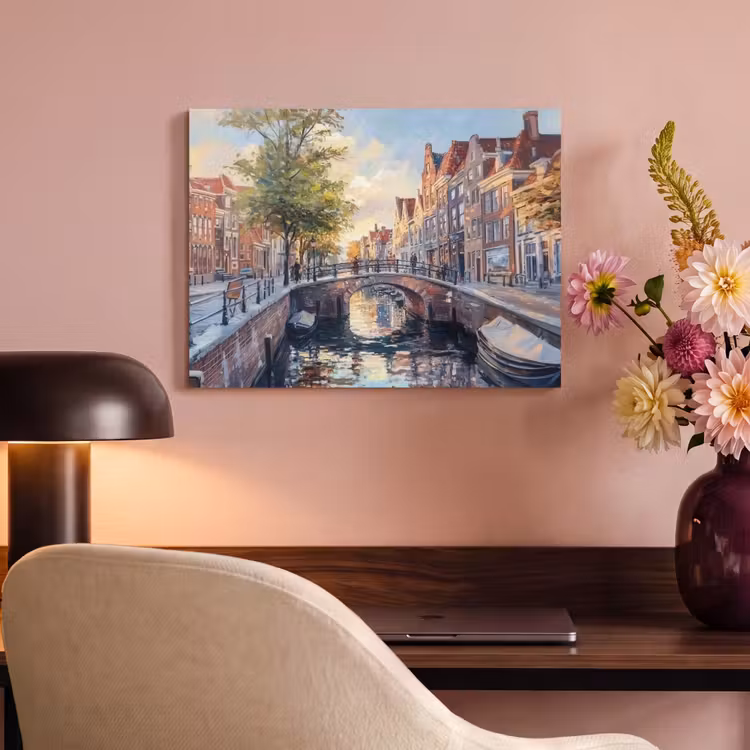 Akoestisch schilderij - Brug - Stad - Huizen - Boot — 4