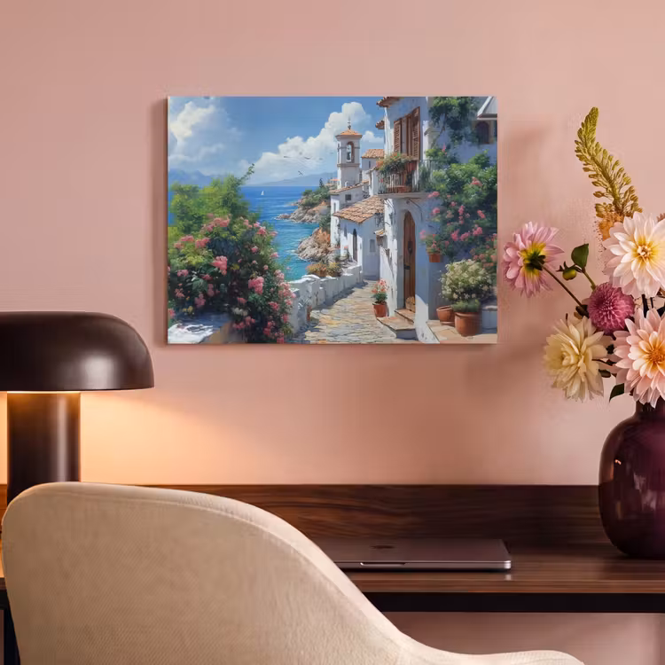 Akoestisch schilderij - Huizen - Zee - Bomen - Bloemen — 4