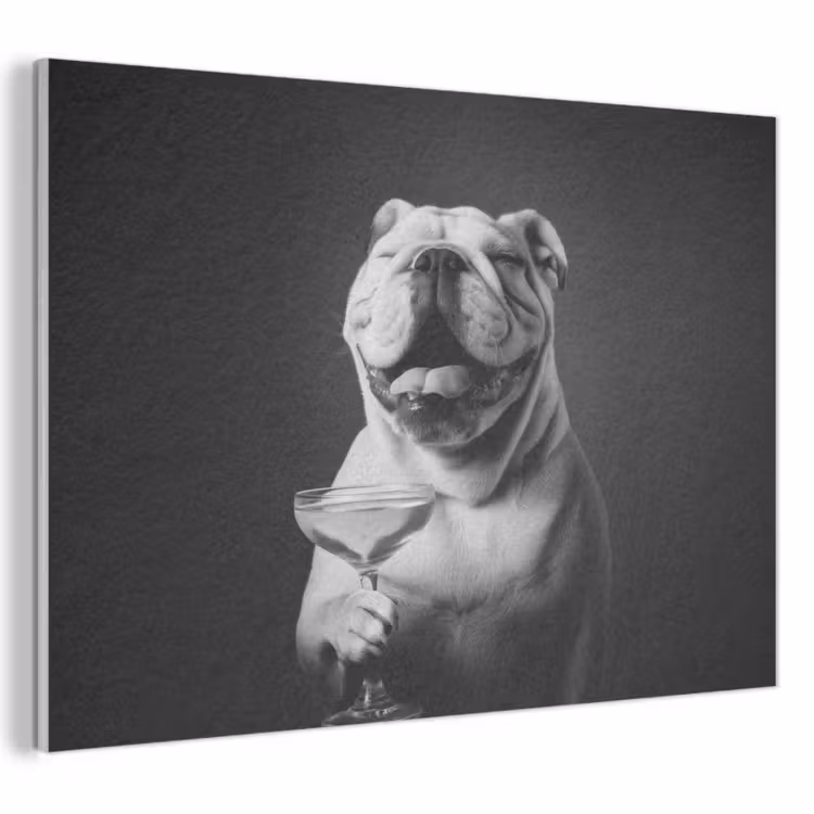 Akoestisch schilderij - Buldog - Hond - Glas — 1
